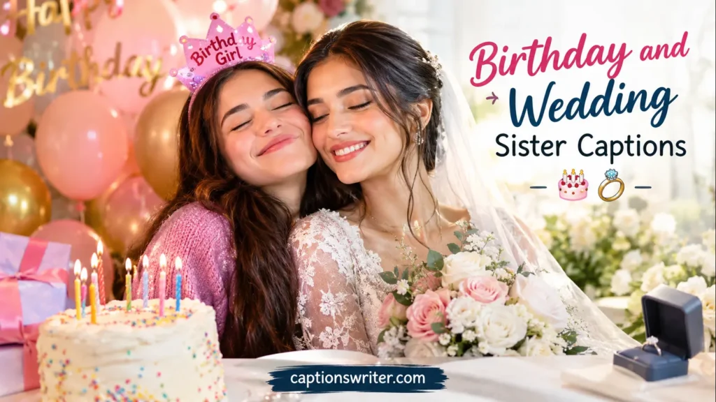 Birthday and Wedding Sister Captions 🎂💍